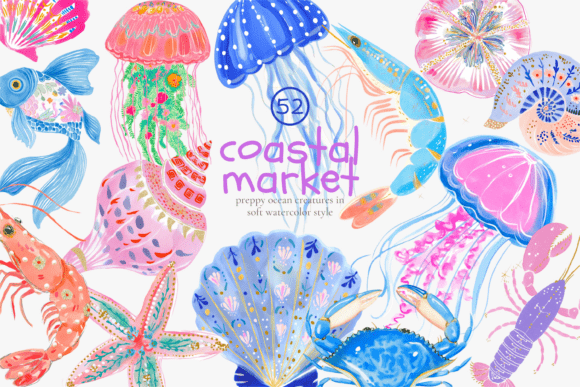 Download Coastal Market Clipart Set - Clipart set Collection