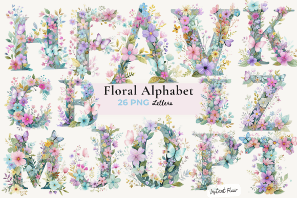Download Floral Alphabet PNG Bundle - Floral alphabet Collection