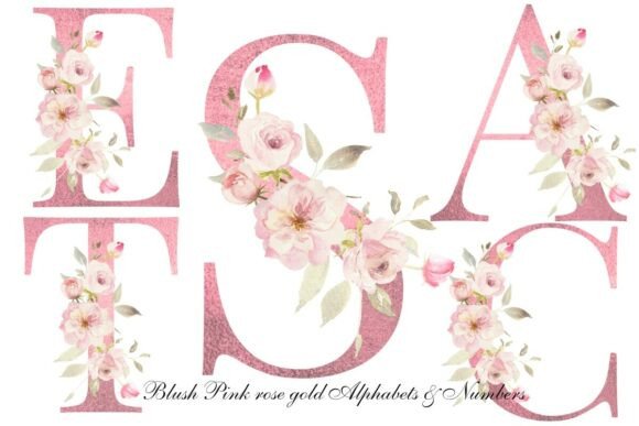 Download Blush Pink Rose Floral Alphabet Clipart - Floral alphabet Collection