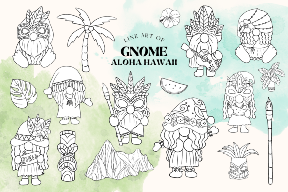 Download Hawaiian Gnome Line Art Illustrations - Line art illustrations Collection