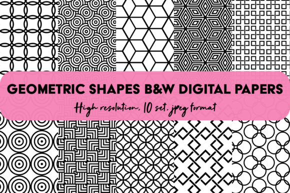 Download Geometric Digital Papers Set Pattern B&amp;W - Pattern Collection