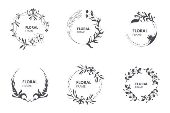 Download Floral Frame Round Shape Emblem Logotype - Logo Collection