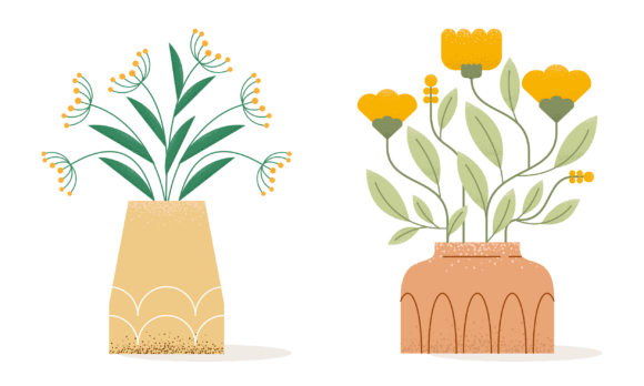 Download Flat Abstract Trendy Flowers in Vase - Flowers in vase Collection