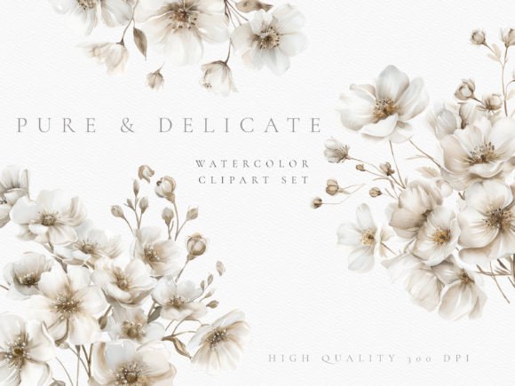 Download White Rustic Wedding Flower Clipart Set - Clipart set Collection