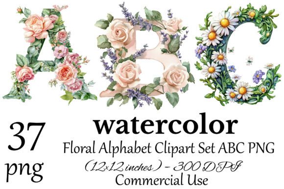 Download Floral Alphabet Clipart Set ABC PNG - Clipart set Collection