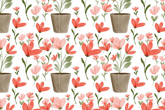 Download Watercolor Red Flower Plant Pattern - Pattern Collection