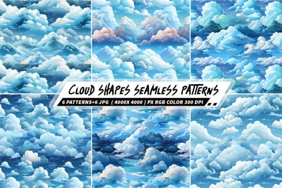 Download Fluffy Irregular Cloud Shapes 6 Patterns - Pattern Collection