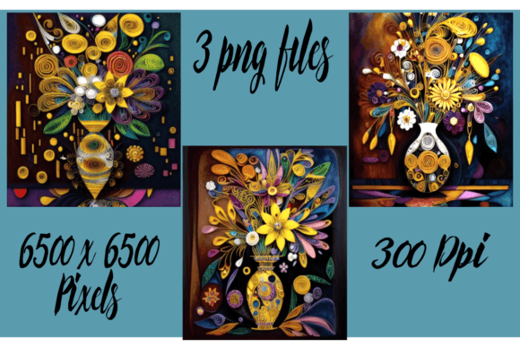 Download Retro Abstract Flowers in Vase Set of 3 - Flowers in vase Collection