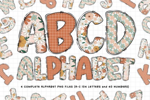 Download Retro Summer Floral Alphabet Sublimation - Floral alphabet Collection
