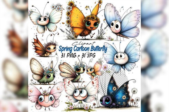 Download Whimsical Butterfly Flower Clipart Set - Clipart set Collection