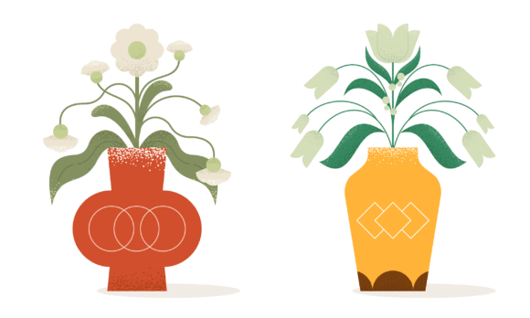 Download Flat Abstract Trendy Flowers in Vase - Flowers in vase Collection