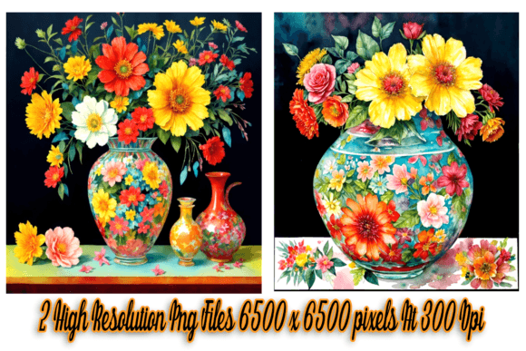 Download Watercolor Flowers in Vase Set of 2 - Flowers in vase Collection