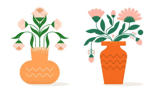 Download Flat Abstract Trendy Flowers in Vase - Flowers in vase Collection